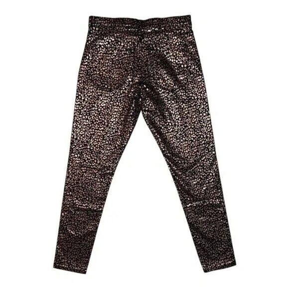 Banana Republic Mid Rise Ankle Rose Gold Metallic Leopard Print Jeans 31 NWOT - Picture 6 of 11
